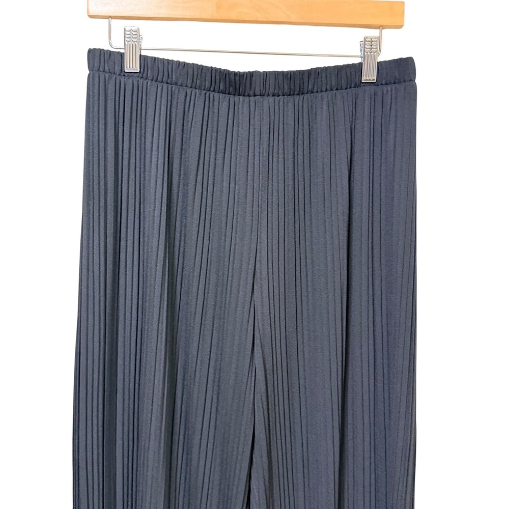Uniqlo XL black pleated Wide Leg High Rise Elastic Waist Plisse Trousers Pants - Picture 3 of 5